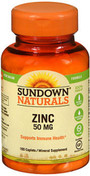 Sundown Naturals Zinc 50 mg Caplets - 100 ct