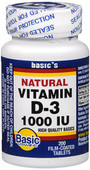 Basic Vitamins Vitamin D-3 1000 IU Film-Coated Tablets - 200 ct