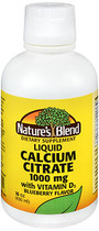 Nature's Blend Liquid Calcium Citrate 1000 mg with Vitamin D3 Blueberry Flavor - 16 oz