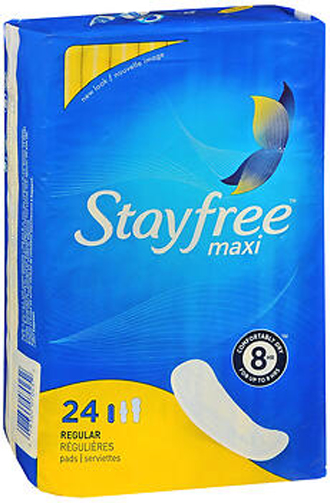 STAYFREE Maxi Pads Regular 6 packs of 24 Sandbox Thrifty White