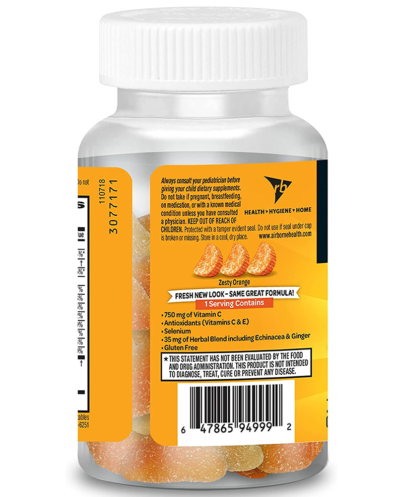 Airborne Vitamin C Gummies Zesty Orange 21 Each Sandbox Thrifty