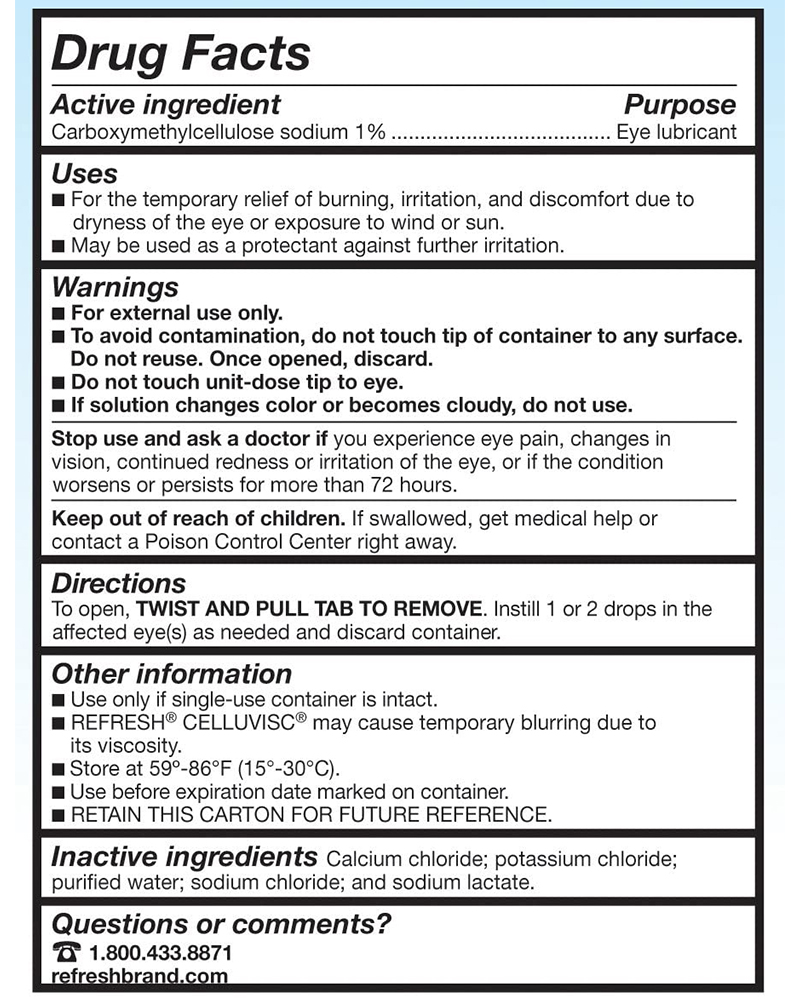 Refresh Celluvisc Lubricant Eye Gel SingleUse Containers 30 ct