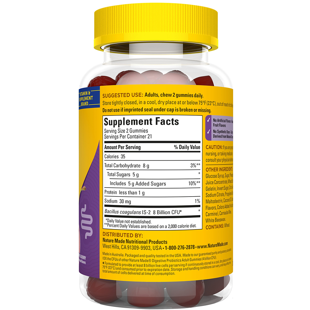 Nature Made Digestive Probiotic UltraStrength, Raspberry & Cherry