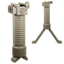 Push Button Fore-grip / Bi-pod With 3 Slot Side Rail Black - FDE