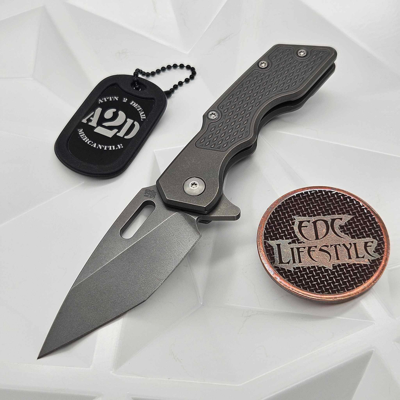 Attn 2 Detail Mk1 Small Stonewash S30V Hissatsu Grind M-16 Grip A2D - Small Batch #029