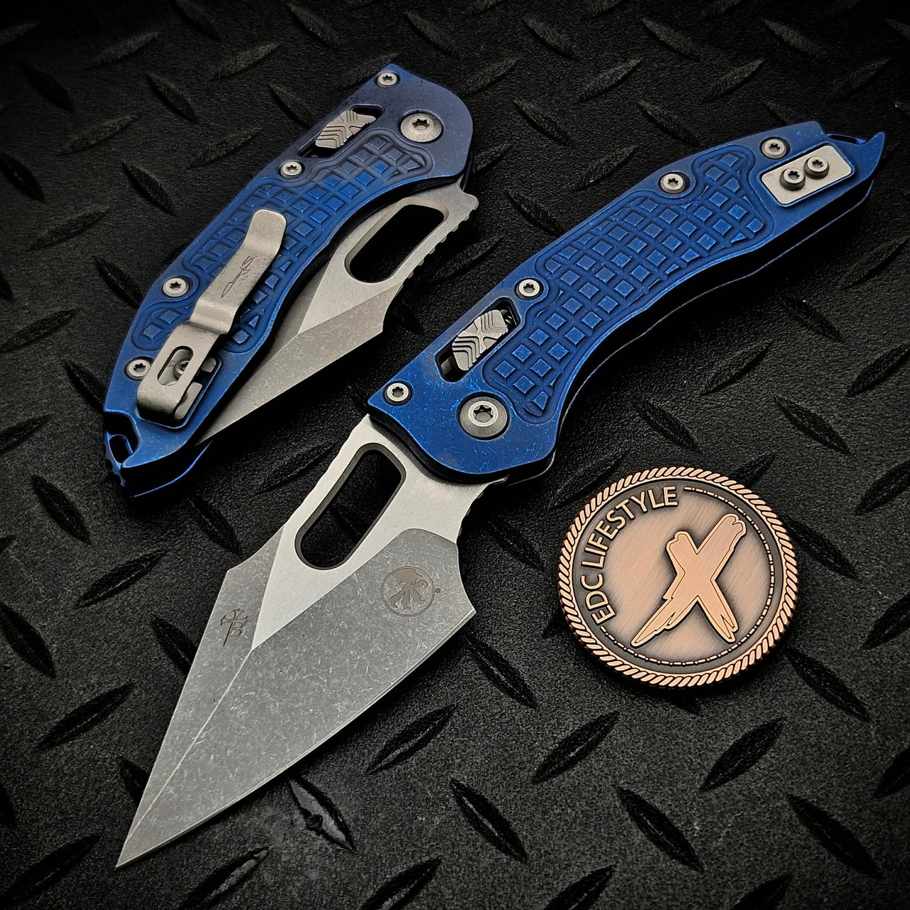 Microtech Stitch Ram-Lok 169RL-10APFRMS2 Antique Blue Titanium