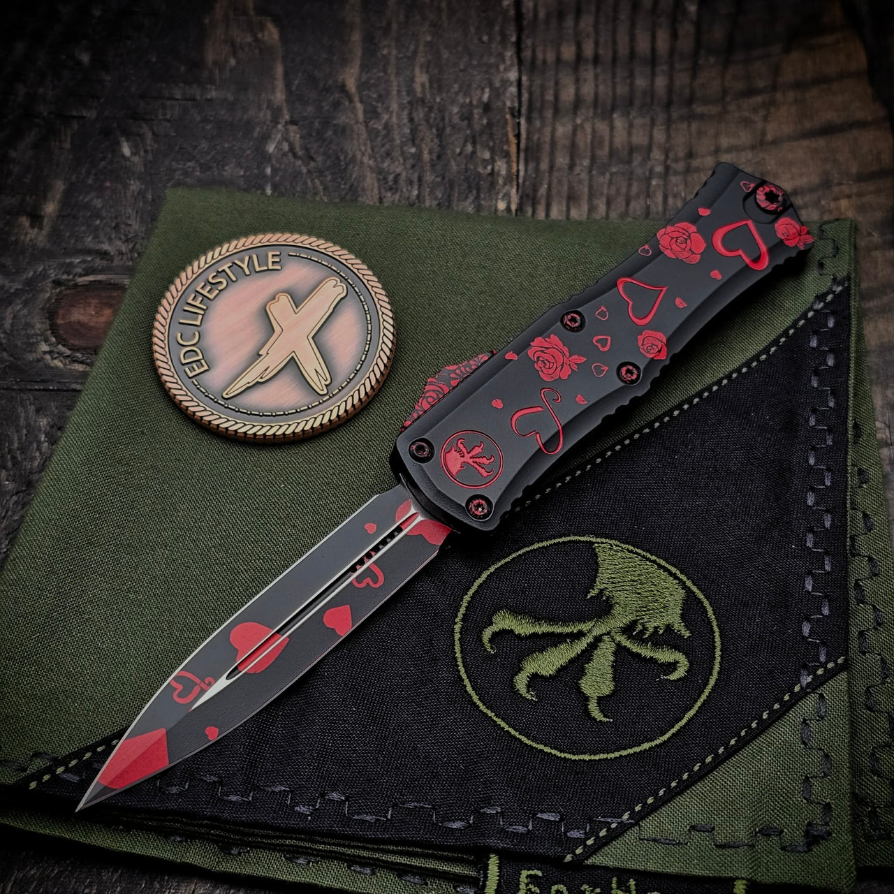 Microtech Hera II Mini Valentine's Day Twin Flames 1702M-1VNS S/N 001