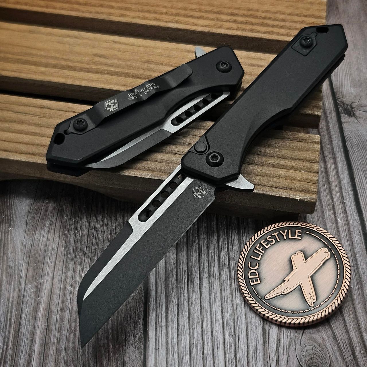 Heretic Knives Jinn Black Button Lock Flipper 3