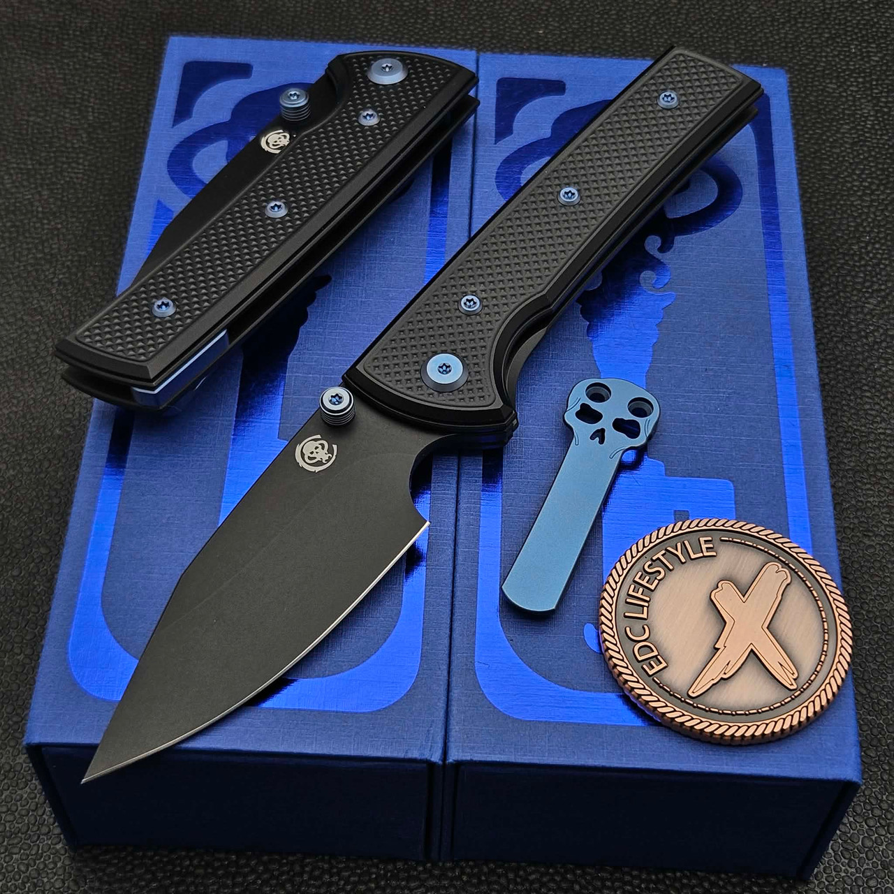 Chaves Knives Blue Label Black Knurled Scapegoat Street 3.38