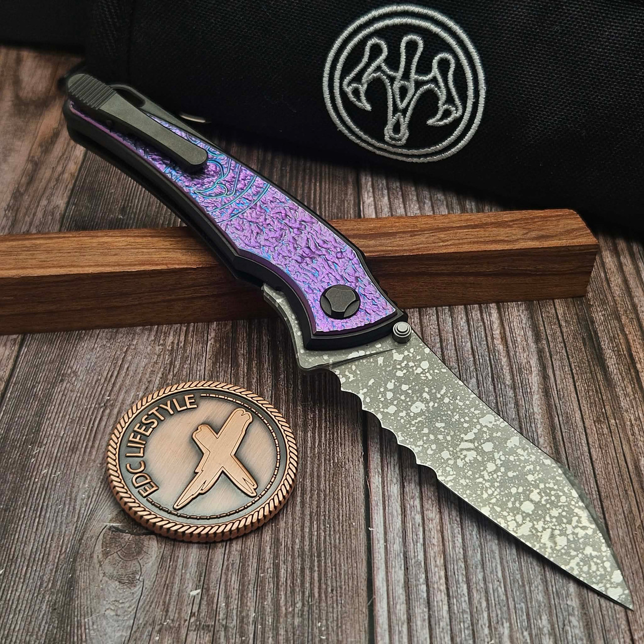 Hawk Knives/John Gray Talon Purple Ti Scales Serrated Guru Finish ...