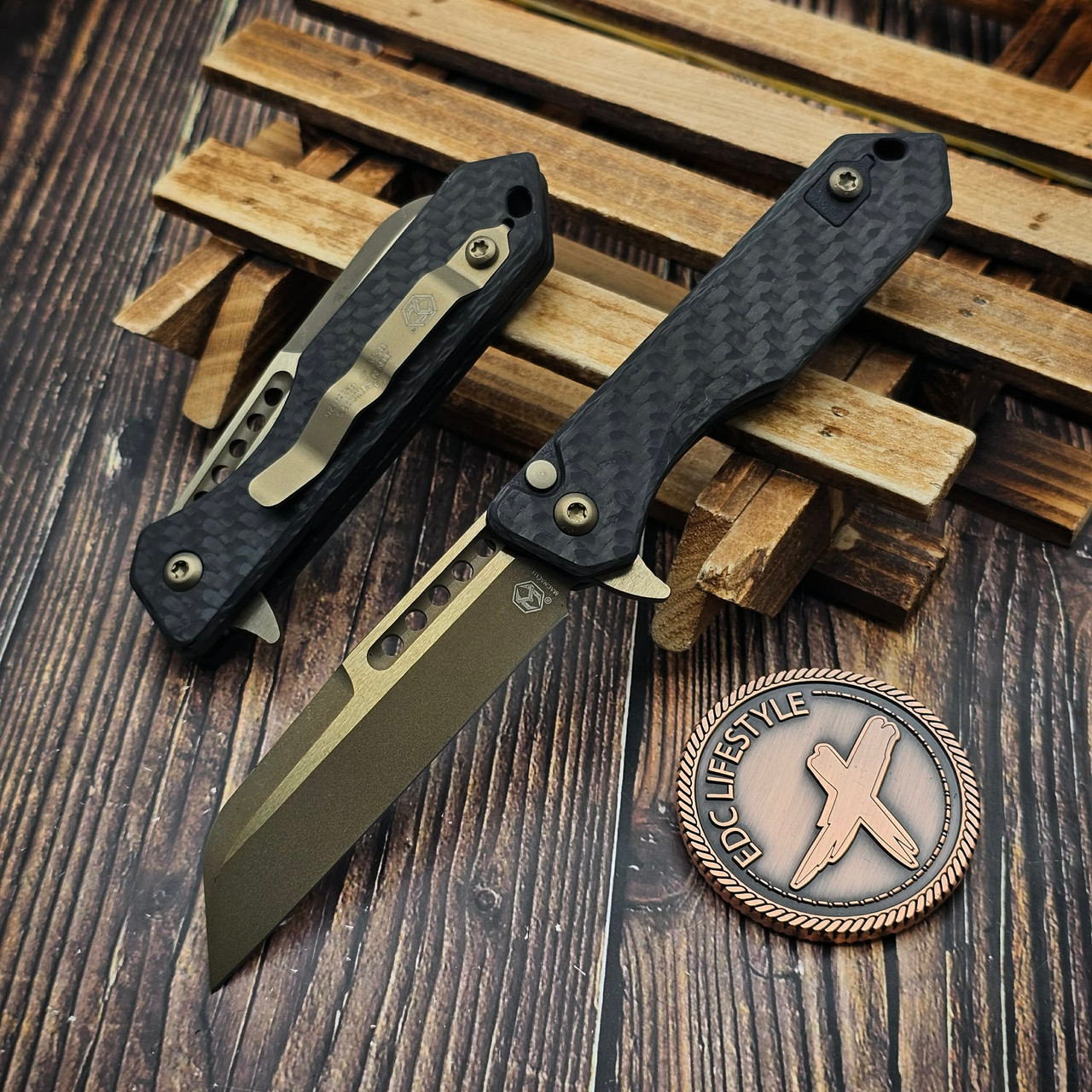 Heretic Knives Jinn Carbon Fiber Button Lock Flipper 3