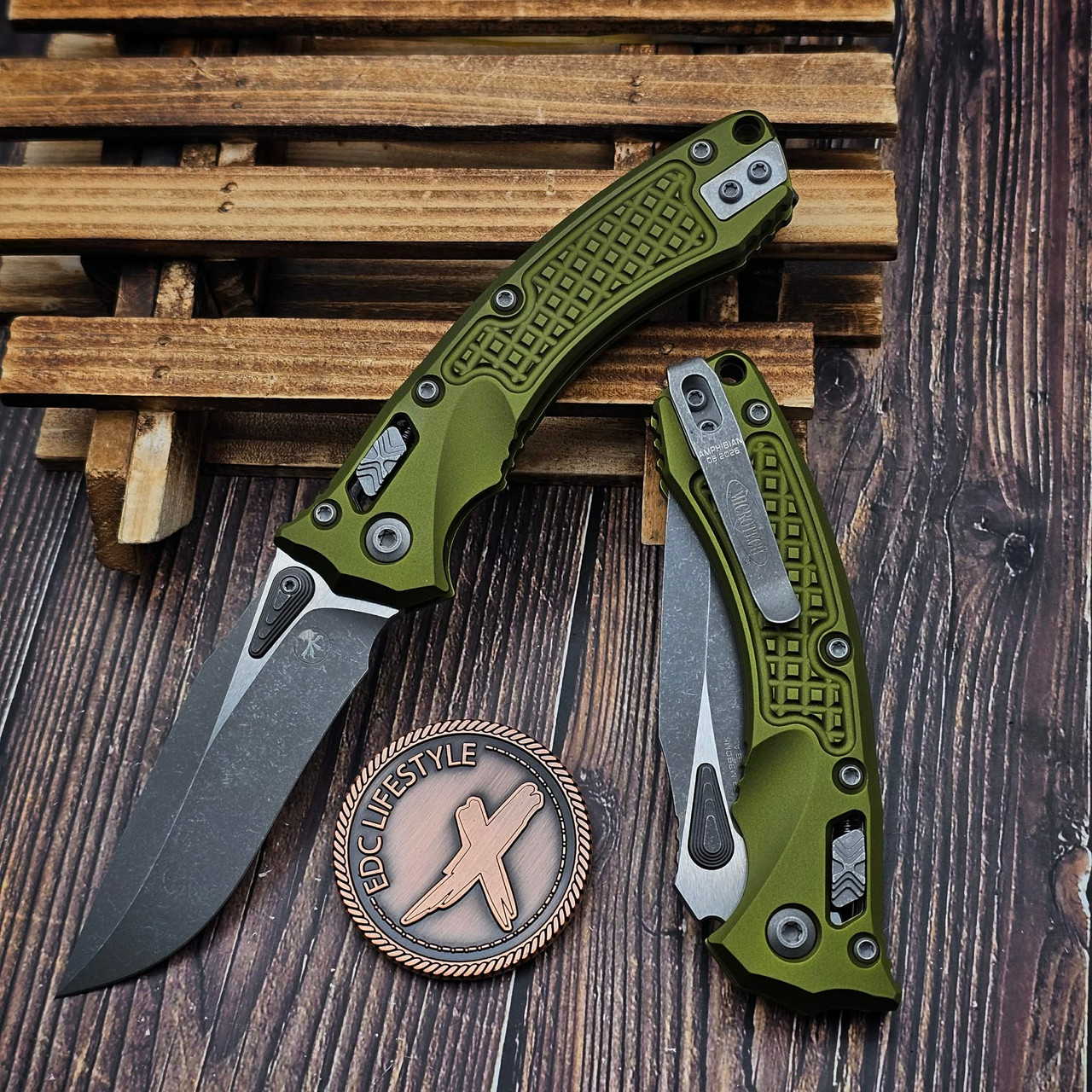 Microtech Amphibian Mini Ram-Lok OD Green Aluminum Frag 3.25