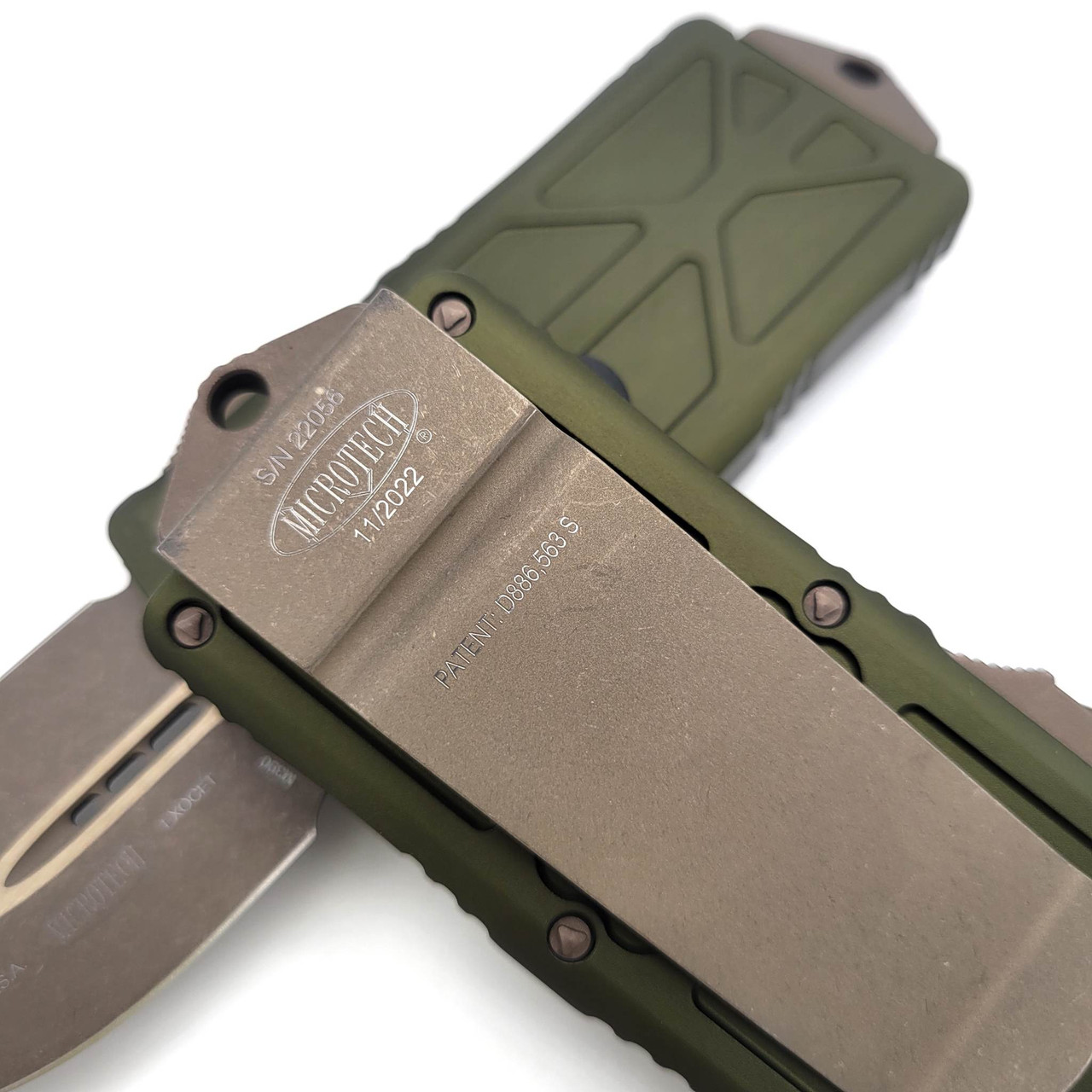 Microtech Exocet 157-13APOD OD Green Bronze Standard Double Edge Exocet ...