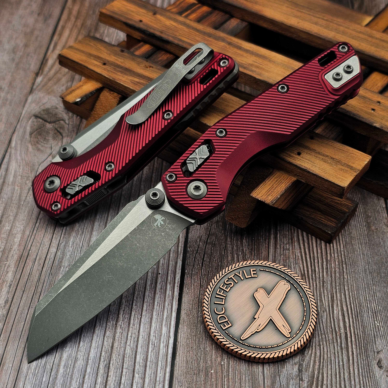 Microtech MSI Mini Merlot Aluminum Fluted 3.18