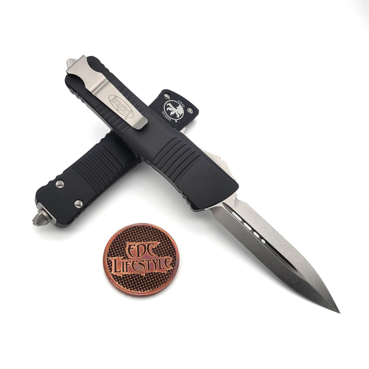 Microtech Combat Troodon 142-10 Black Stonewash Double Edge