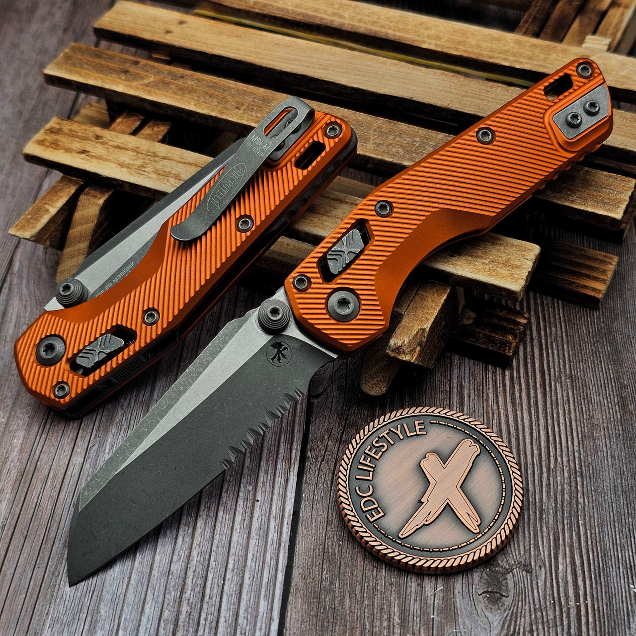 Microtech MSI Mini Orange Aluminum Fluted 3.18