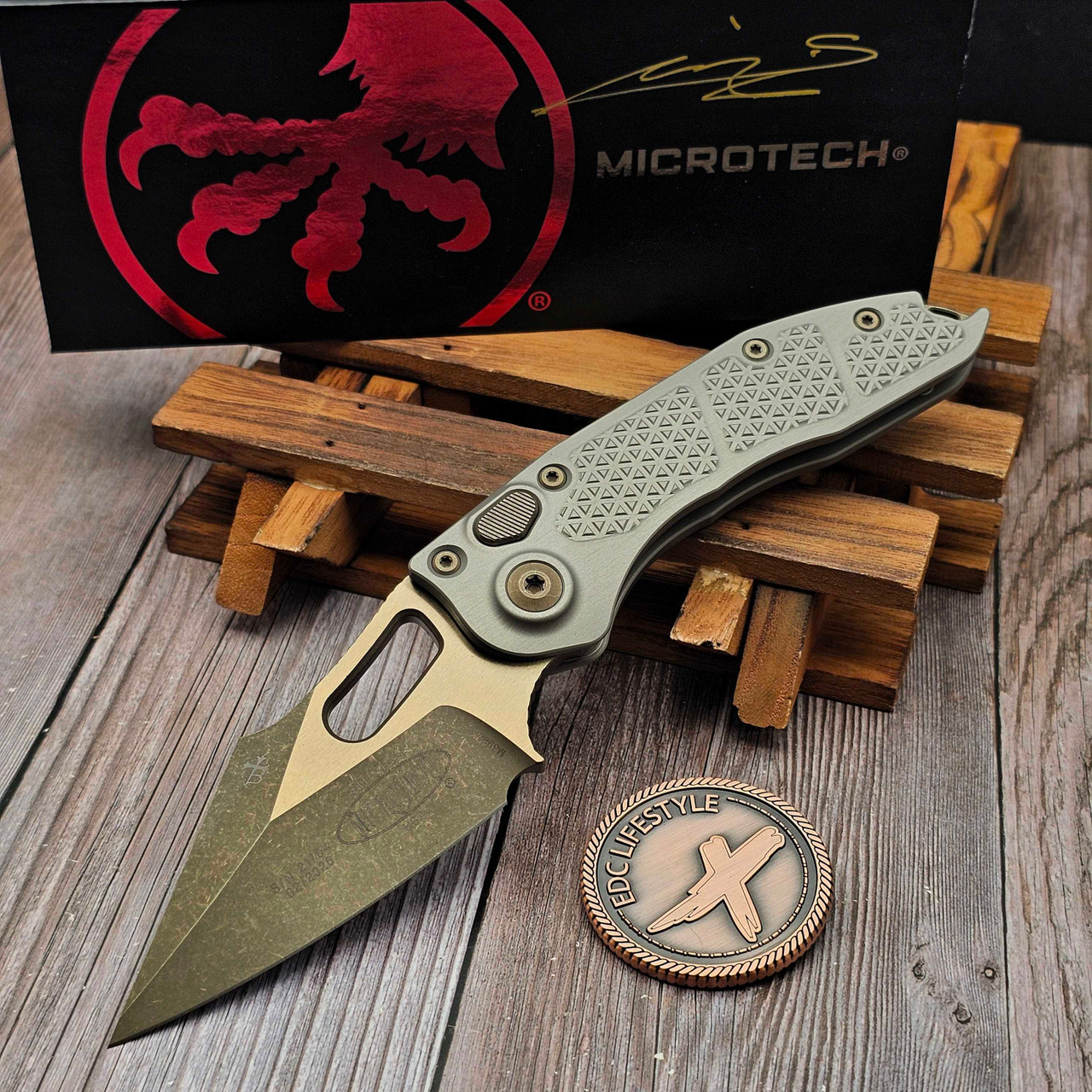 Microtech Borka Auto Stitch 169-13TTAPNC S/E Two Tone Bronze