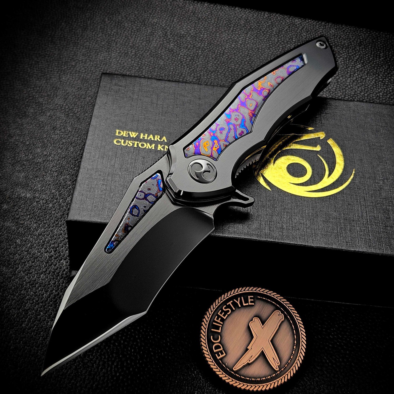 Dew Hara Noah DLC Titanium w/Zircuti Inlay DLC M390 #1 of 1