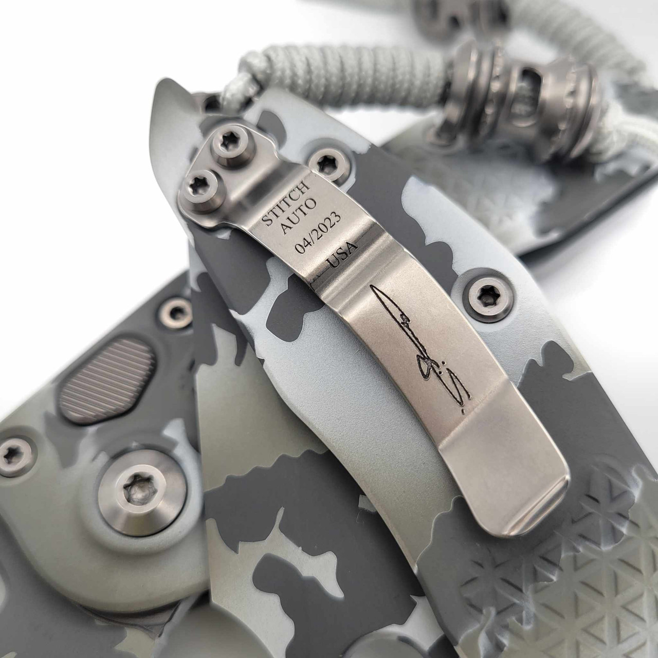 Microtech Knives A S/E Auto Stitch 169-1ACS Arctic Camo w/Bead