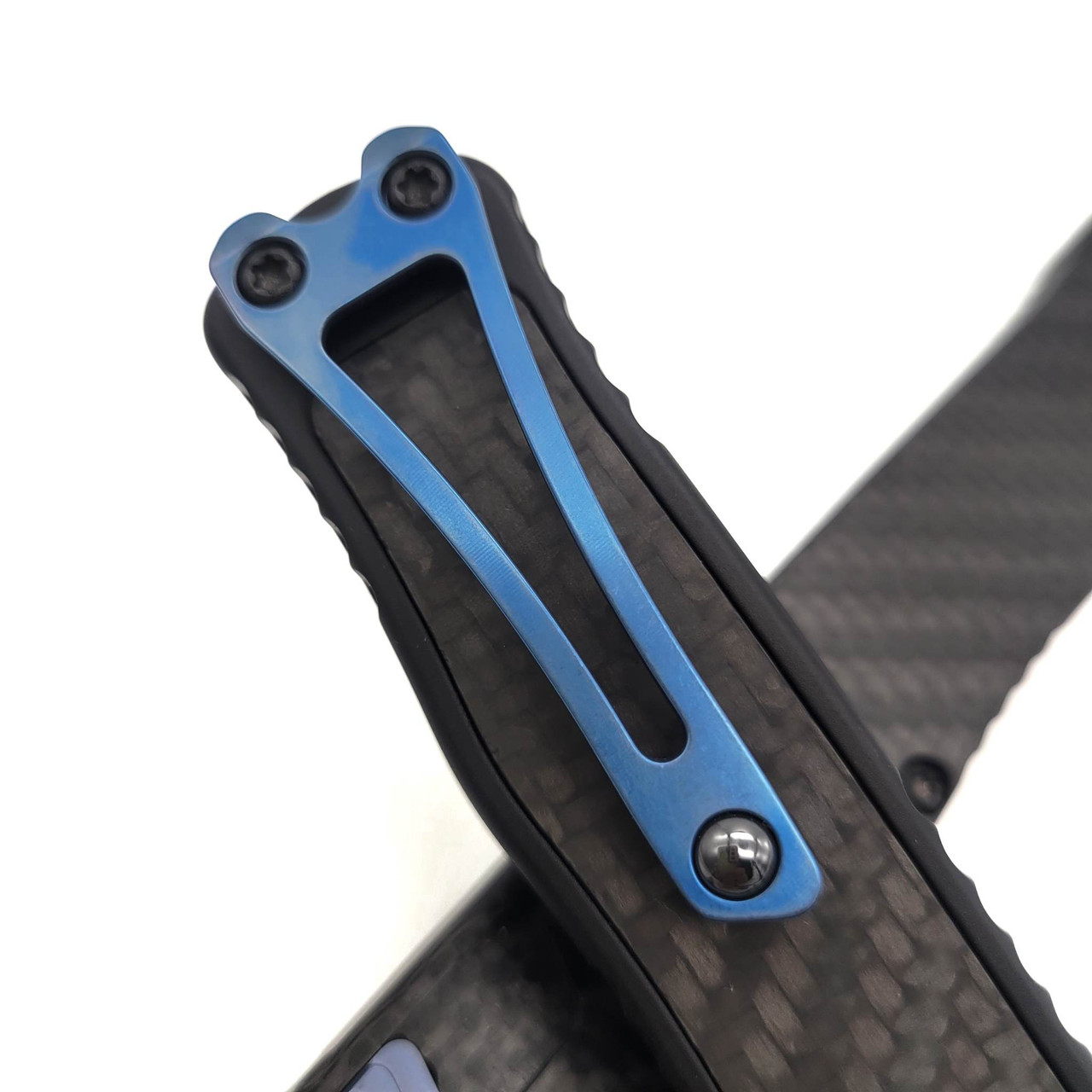 Heretic Cleric II Tanto Stonewash Carbon Fiber w/Blue Ti Accents H019 ...