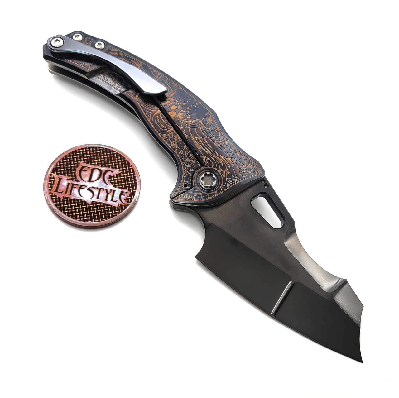 Marfione Custom/Borka Blades/Ti2 Design Shylock Root Beer Winged