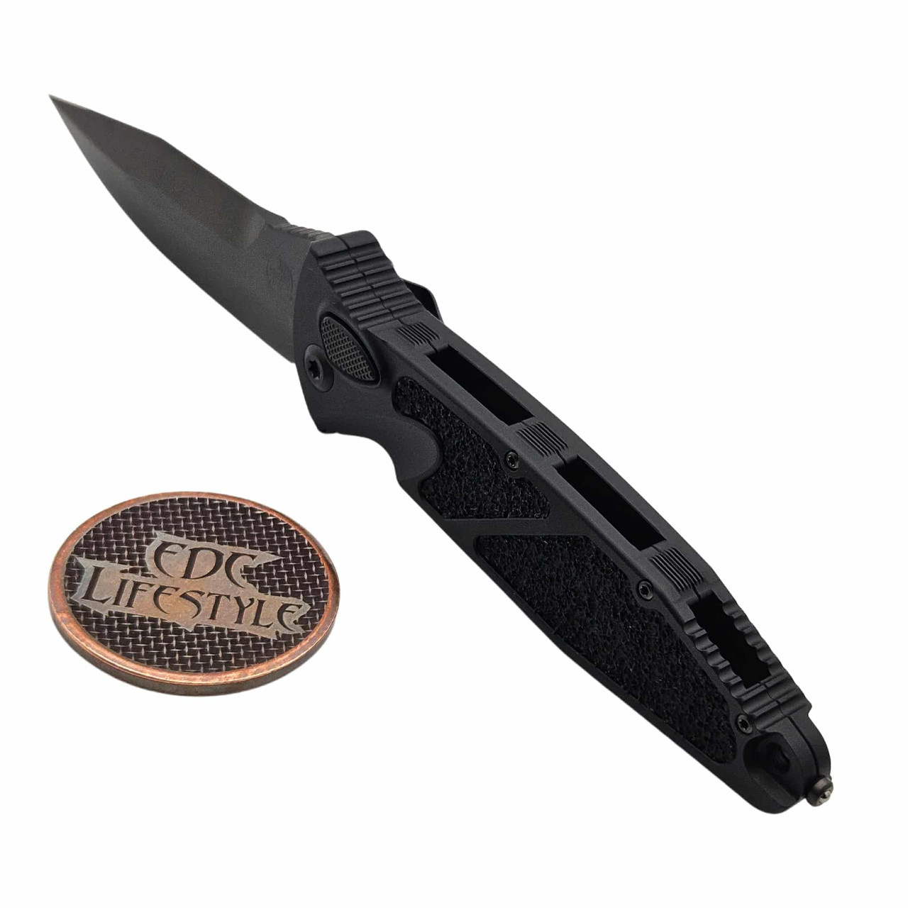 Microtech Socom Elite Auto Shadow DLC 4" Spike Grind Deep Engraved 160A ...