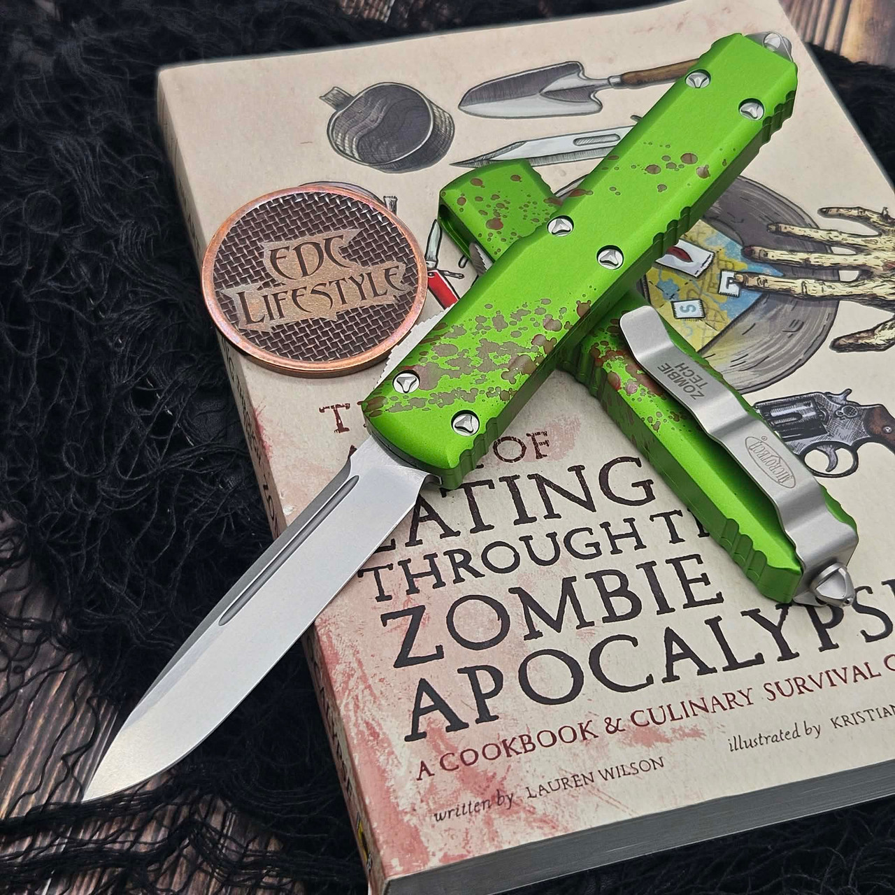 Microtech Ultratech 121-10Z Zombietech Single Edge Stonewash