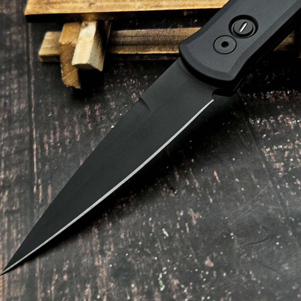 Pro-Tech Knives Godfather Operator 4" Sterile DLC Black Blade, Tritium ...