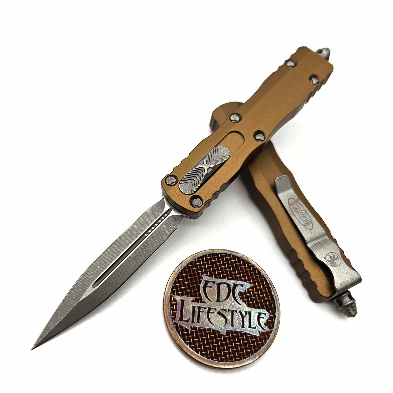 Microtech 225-10APTA Tan Dirac Double Edge Apocalyptic Standard