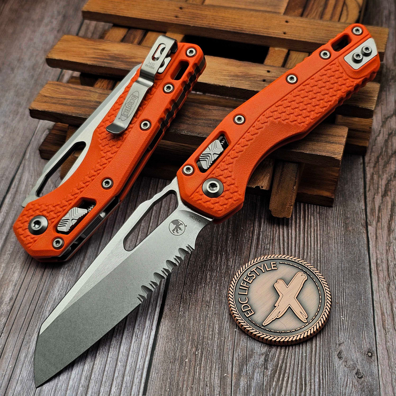 Microtech MSI Ram-Lok Orange Tri-Grip Polymer 3.85