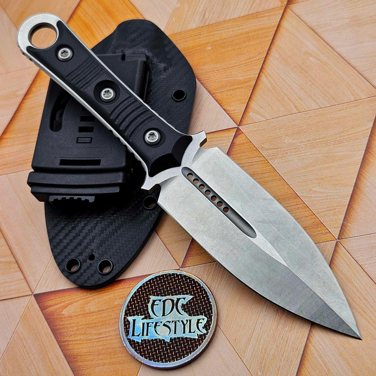 Microtech/Borka Blades 201-10 SBD Fixed Blade Stonewash Double Edge ...