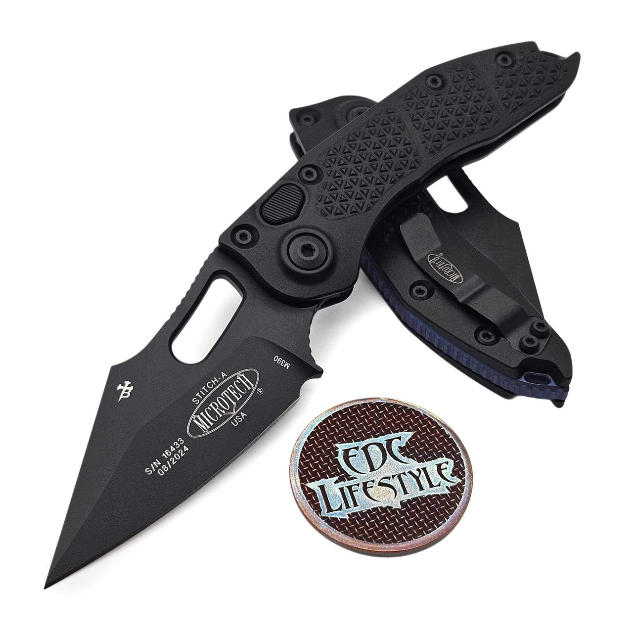 Microtech Stitch Auto S/E Blue Ti Backspacer 3.75