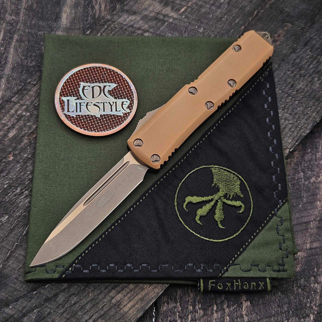 Microtech UTX-85 T/E Tanto Edge Automatic Knife Tan G-10 3.1