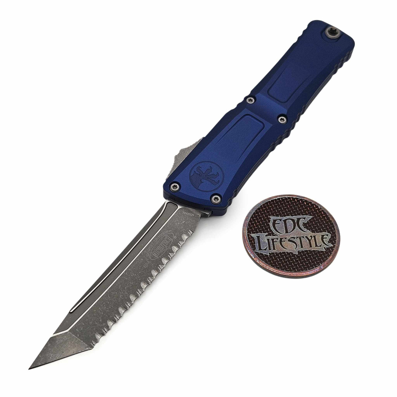 Microtech Combat Troodon Gen III Navy Blue 4" T/E Full Serrated ...