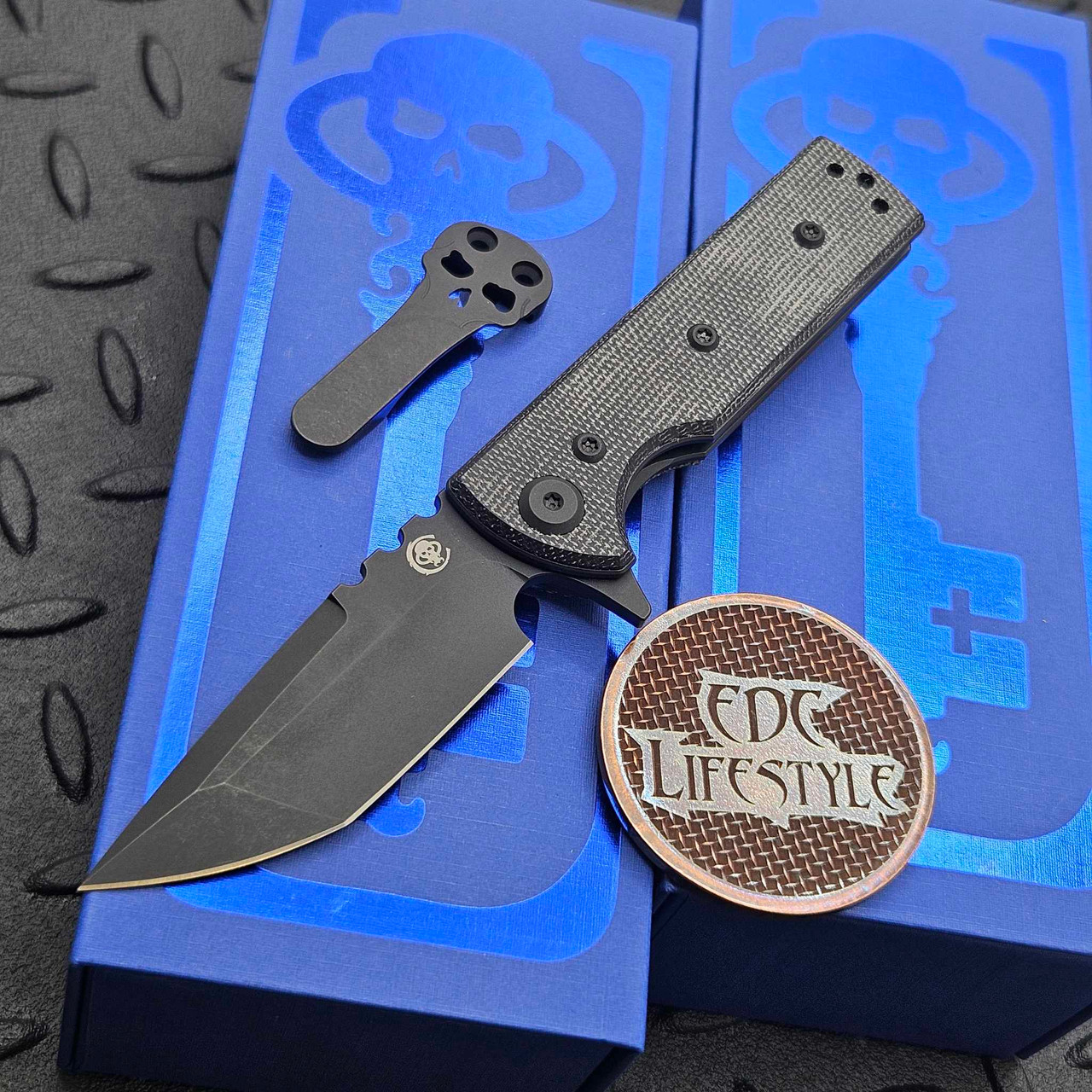 ChavesKnivesBlueLabelT.A.K.RedencionBlackMicarta2.75"TantoBlackout