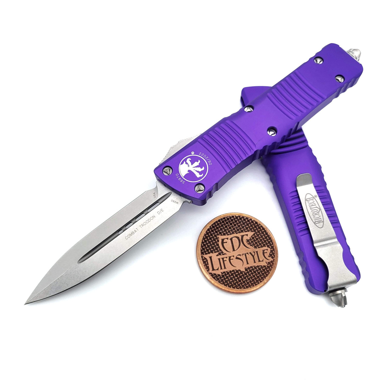 Microtech Combat Troodon 142-10PU Purple Stonewash Double 