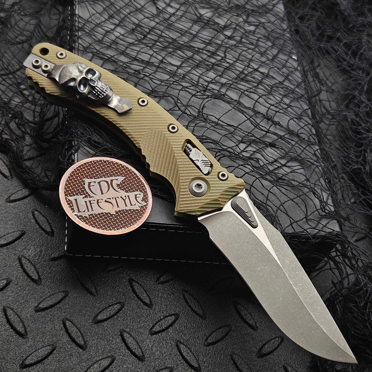 Microtech Amphibian 137RL-10APFLGTOD Fluted OD Green G-10 Apocalyptic ...