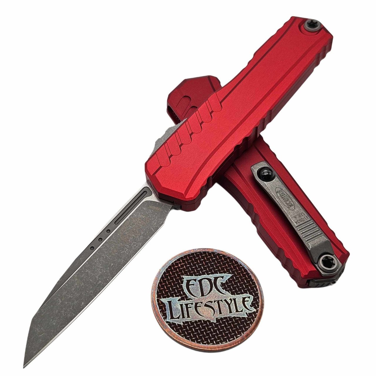 Microtech Cypher II 1241-10APRD Red Anodized Apocalyptic Standard
