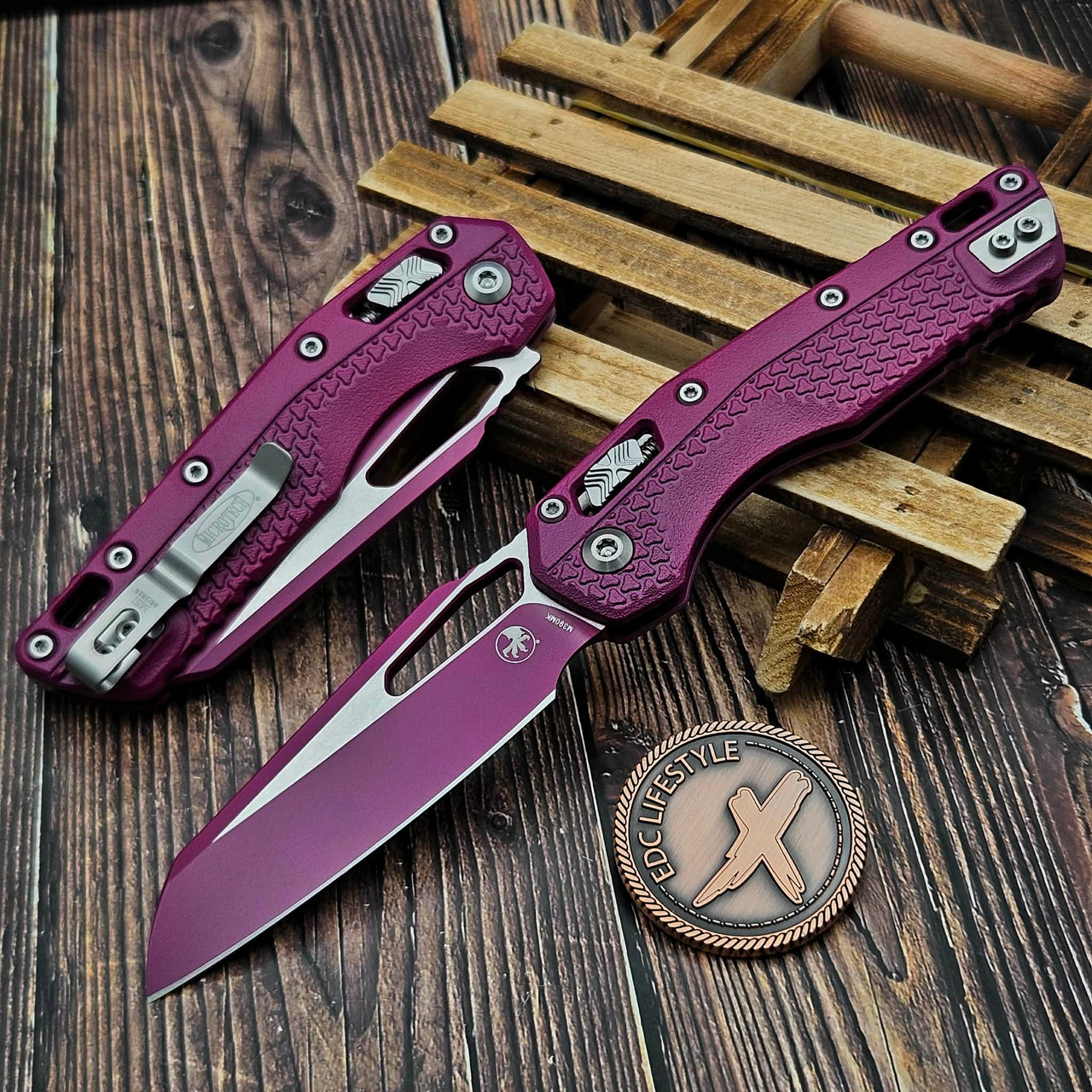 Microtech MSI Ram-Lok Cerakote Sangria Tri-Grip Polymer 3.85
