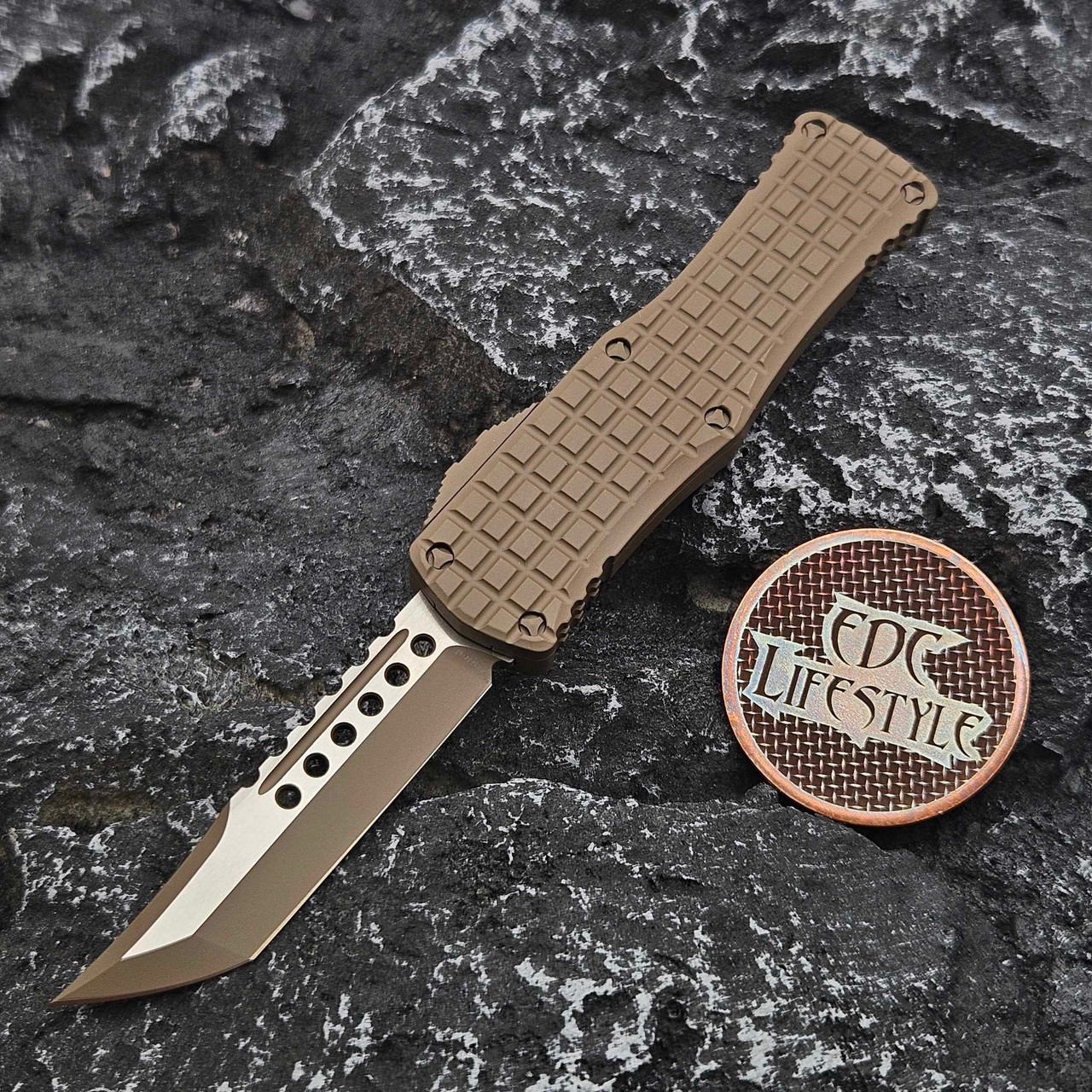 hinaco Microtech 919-1FRCCHS Hera Hellhound Frag Cerakote Choclate Brown