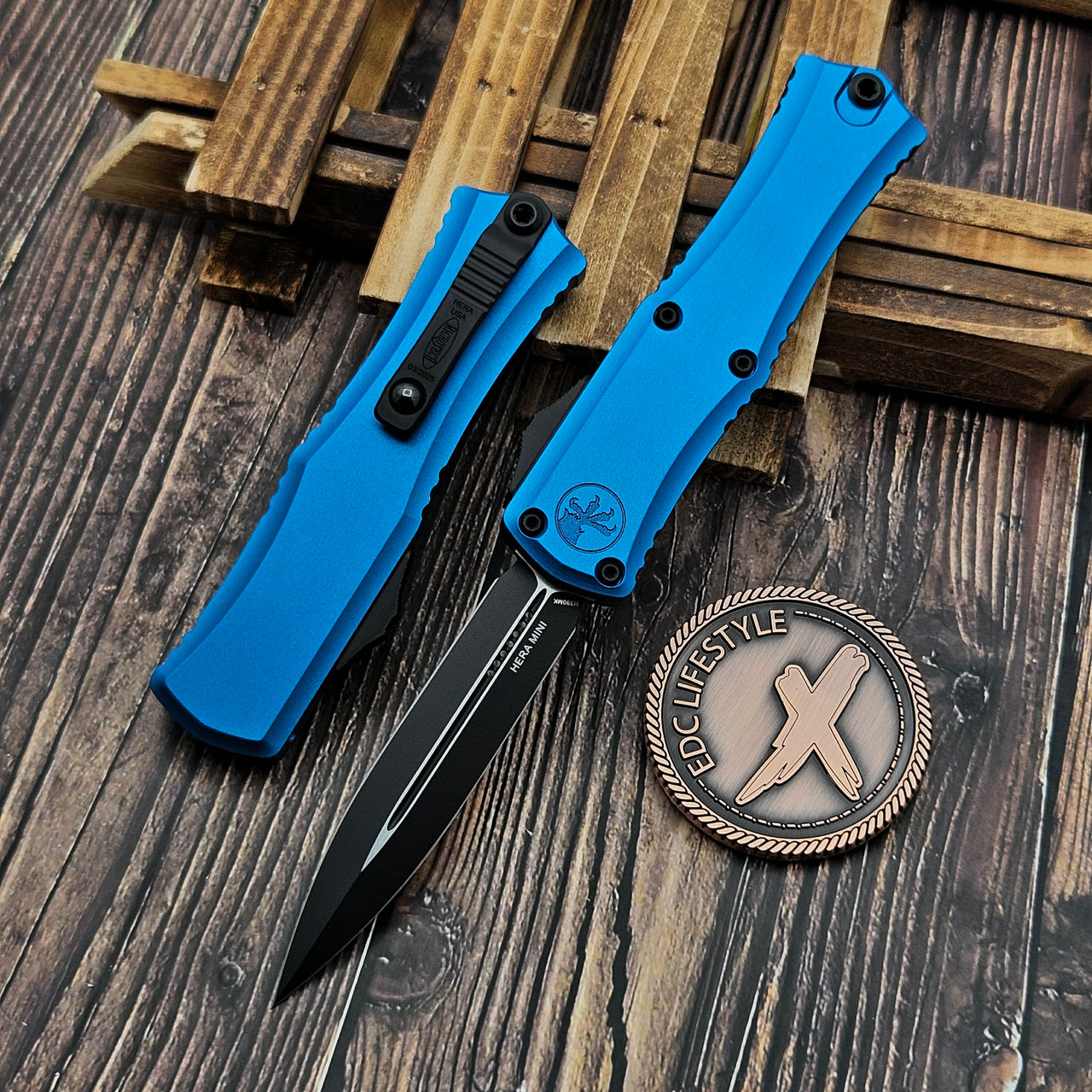 TECH テック MY02 新品 ブルーアルマイト Microtech Hera II Mini Blue D/E 2.95