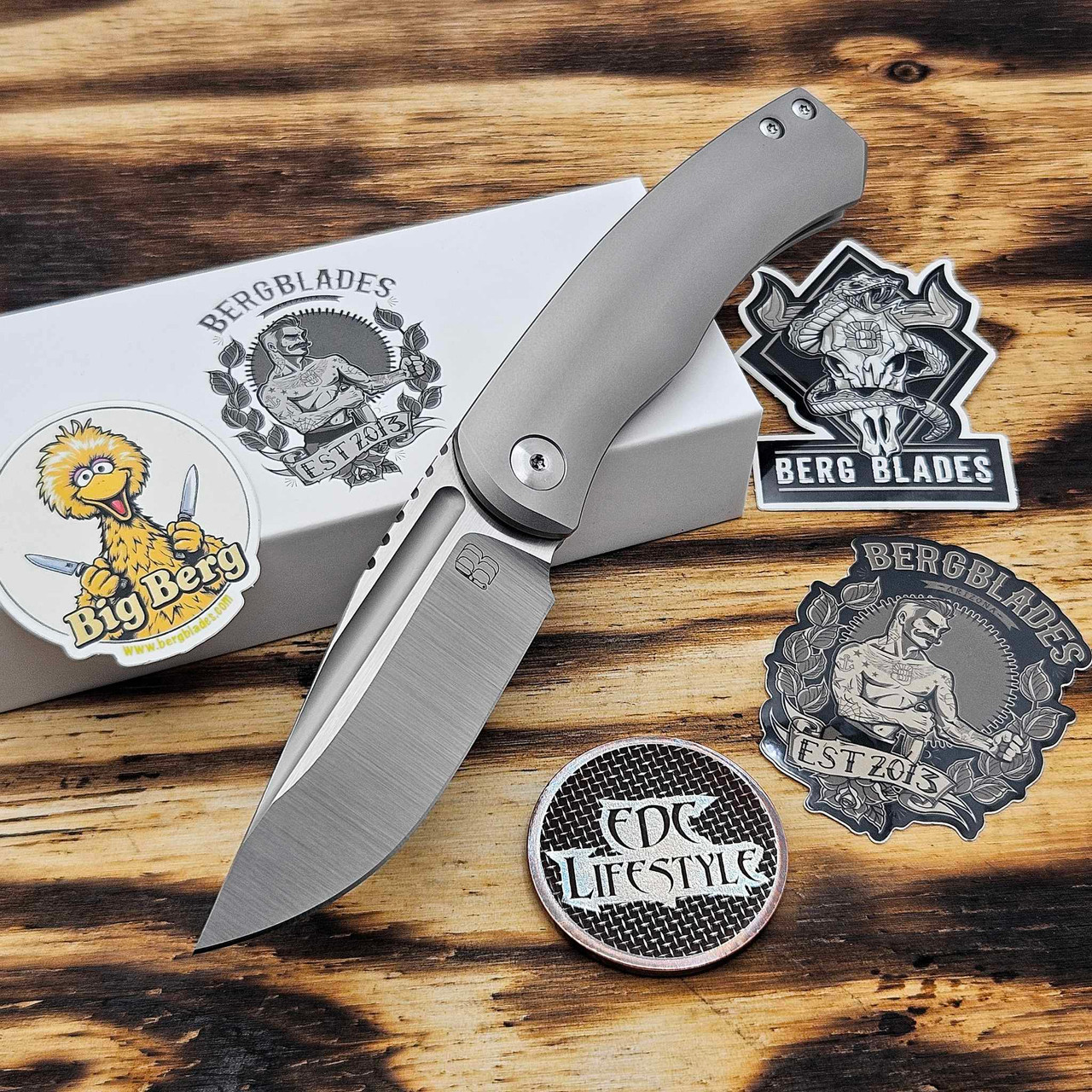 BergBlades Alpha Frame Lock Beadblast Titanium 3.5