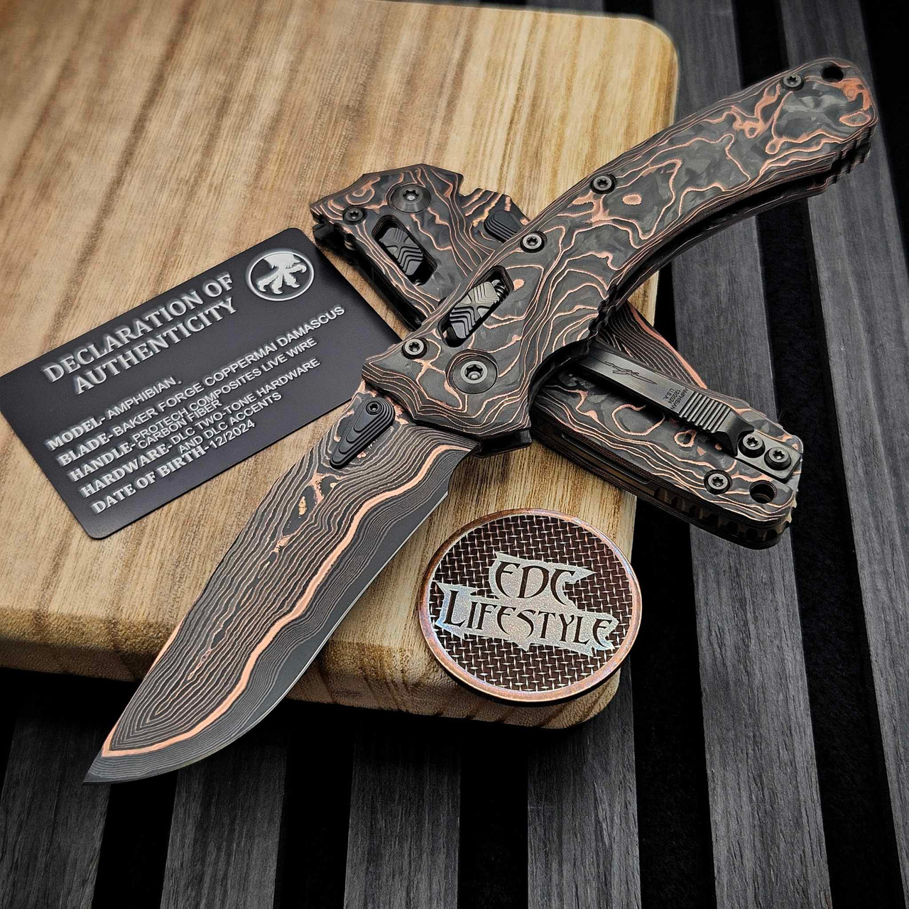Microtech Amphibian Ram-Lok Marfione Select Baker Forge Coppermai