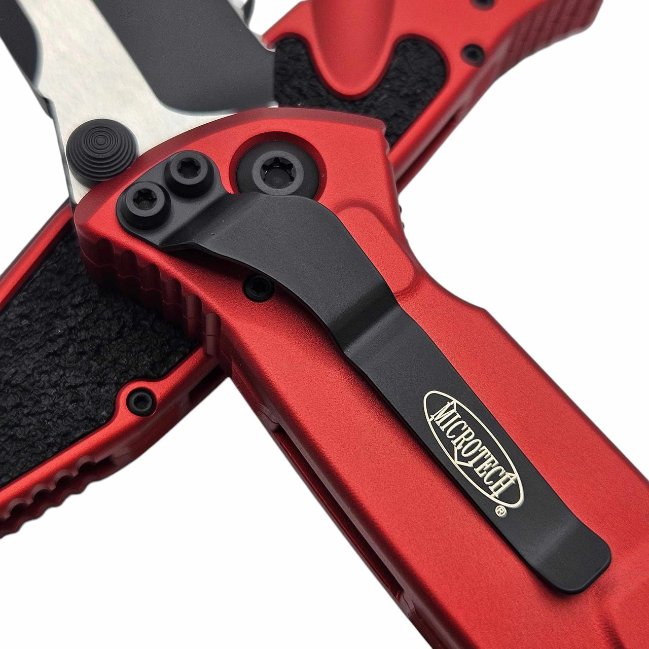 Microtech Socom Elite Manual Red 4" T/E Full Serrated Black 161-3RD