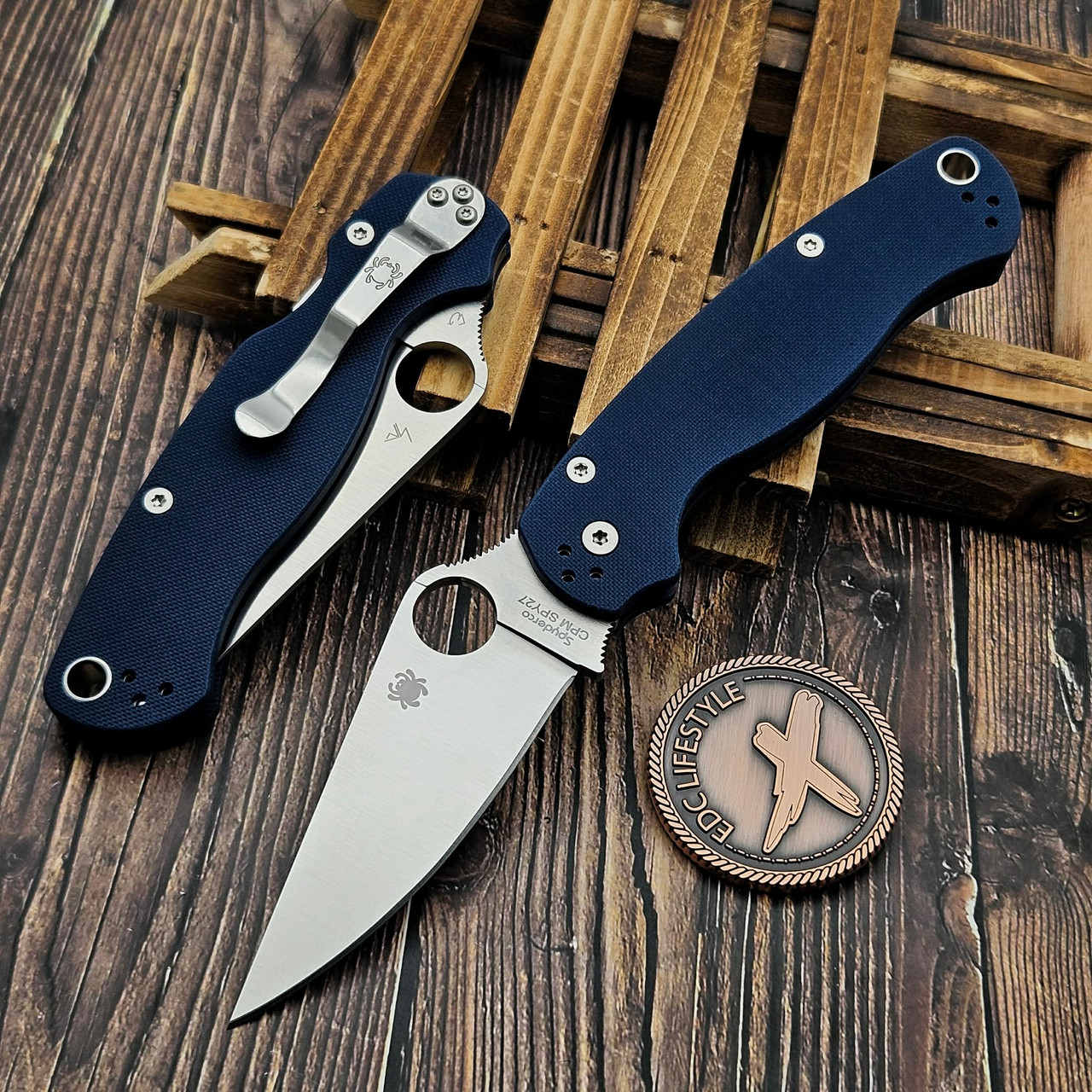 Spyderco Para Military 2 Compression Lock Knife Colbat Blue G-10