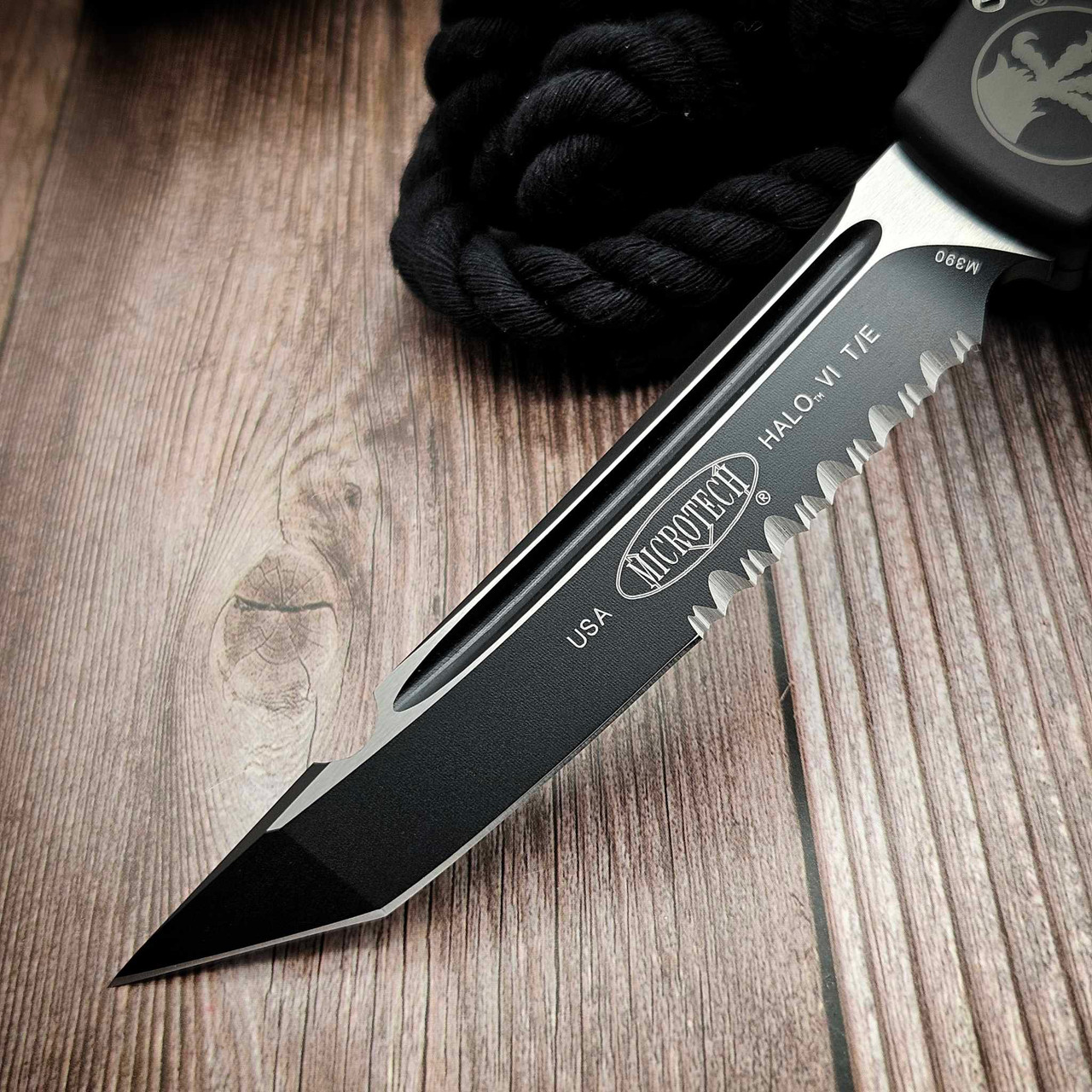 Microtech Knives Halo VI T/E Black Standard Partial Serrated 250-2 ...