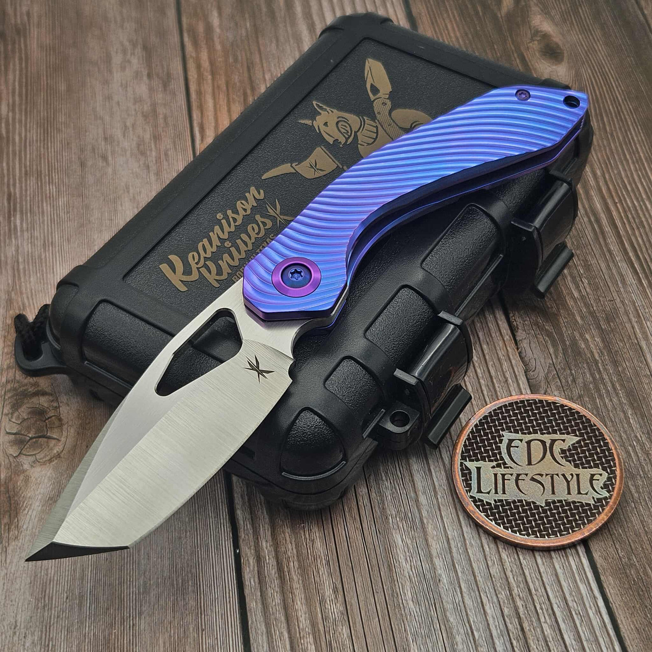 Keanison Knives Bull Terrier Textured Series Titanium Handle 3.3