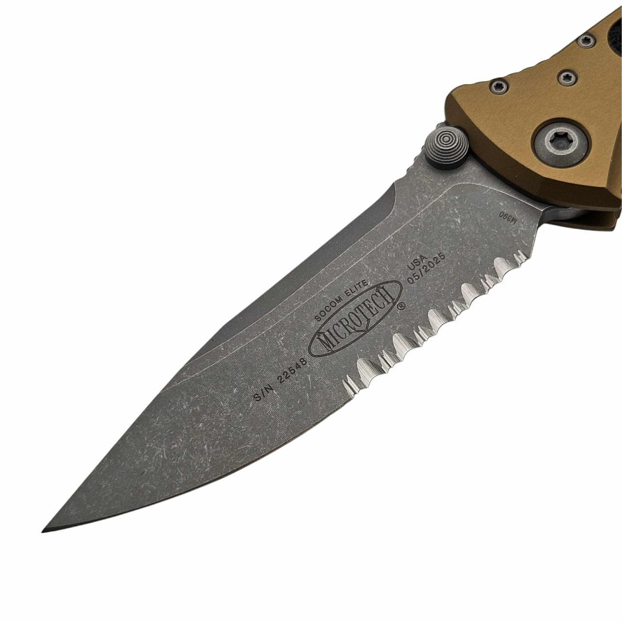 Microtech Socom Elite Manual Tan 4" S/E Partial Serrated Apocalyptic ...