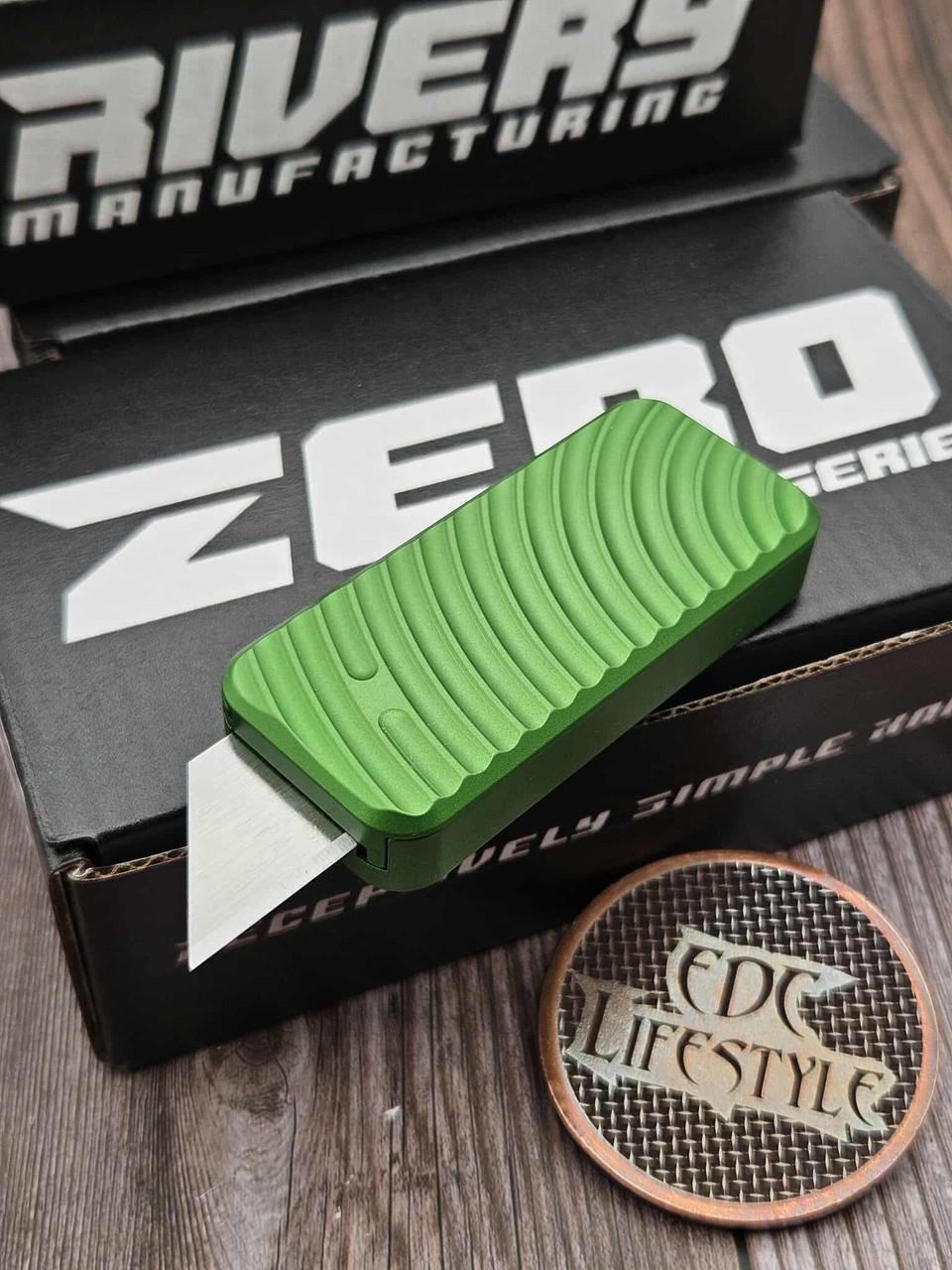 Rivery Zero Original Green Aluminum CadLabCNC Razor Blade OTF w