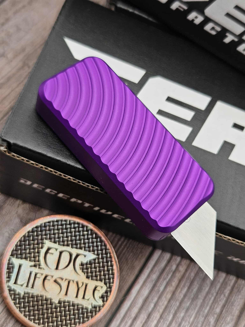 Rivery Zero Original Purple Aluminum CadLabCNC Razor Blade OTF w